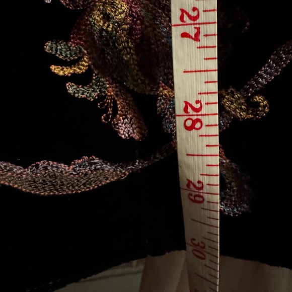 J JILL Women’s Black Embroidered Velvet Jacket Blazer Pockets BOHO - Picture 14 of 15